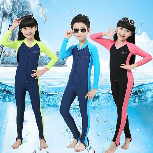 

Bluedive Boys Girls' Rash Guard Dive Skin Suit UV Sun Protection UPF50 Breathable Full Body Lycra Swimsuit Front Zip Swimming Diving Surfing Snorkeling Patchwork Spring & Fall Summer / Stretchy