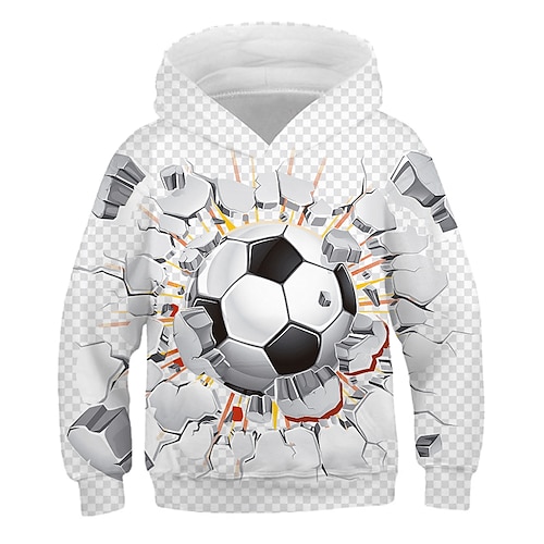 

Barn Gutt Hettegenser og sweatshirt Langermet Grafisk 3D Trykt mønster Hvit Barn Topper Aktiv Gatemote