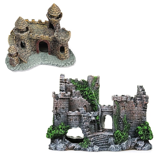 

Vintage Aquariums Cartoon Castle Decorations Resin Castle Tower Ornaments Fish Tank Accessories Home Decoration Supplies