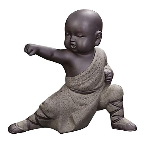 Mini Mönch Ornamente Kung Fu Buddha Statue Tee Haustier Zen Garten Tee  Tablett Figur für Kung Fu Tee Tablett Auto Home Desktop Dekoration (grau)  2023 - $22.99