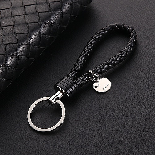 

fashion leather key chain braided car key strap with heavy duty alloy key rings for women men office home use