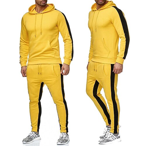 

Per uomo Tuta Da Ginnastica Tuta da ginnastica Set di Abbigliamento Sportivo Felpa con cappuccio pullover Tute da jogging Nero Bianco Giallo Rosso Grigio scuro Con cappuccio Tinta unica Strisce