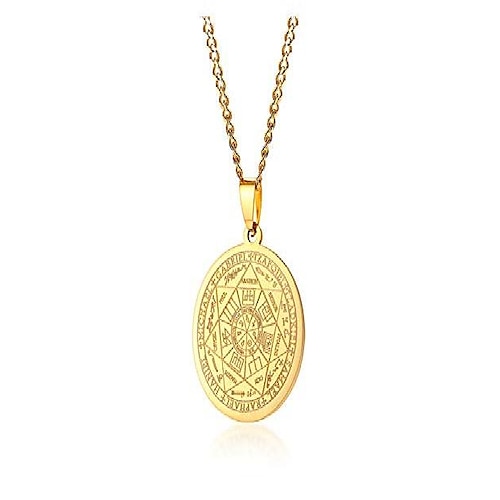 

the seal of the seven archangels amulet pendant necklaces gabriel uriel jewelry gift witch pagan jewelry,gold plated