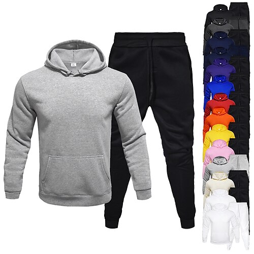 

Men's 2 Piece Tracksuit Hoodie Sweatsuit Jogging Suit Athleisure Long Sleeve 15 Colors Thermal Warm Moisture Wicking Breathable Running Jogging Sportswear