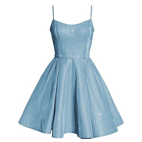 

A-Line Cocktail Dresses Sparkle Dress Homecoming Short / Mini Sleeveless Spaghetti Strap Polyester with Pleats 2022 / Cocktail Party / Sparkle & Shine