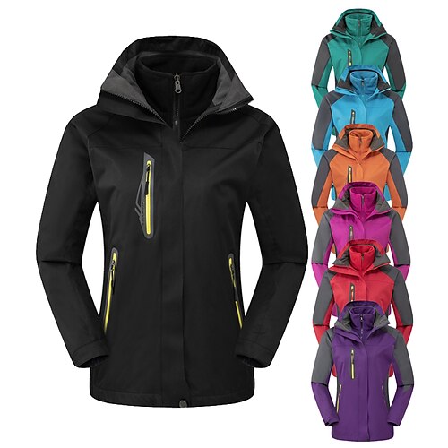 

Women's Hoodie Jacket Hiking 3-in-1 Jackets Ski Jacket Winter Fleece Jacket Outdoor Fashion Thermal Warm Waterproof Windproof Fleece Lining Lightweight Windbreaker Outerwear Trench Coat Full Zipper