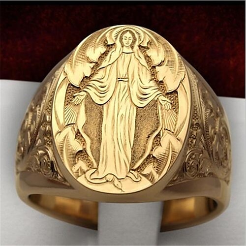 

1pc Band Ring Ring For Men's Men Women Anniversary Party Evening Festival Copper Gold Plated Classic Faith