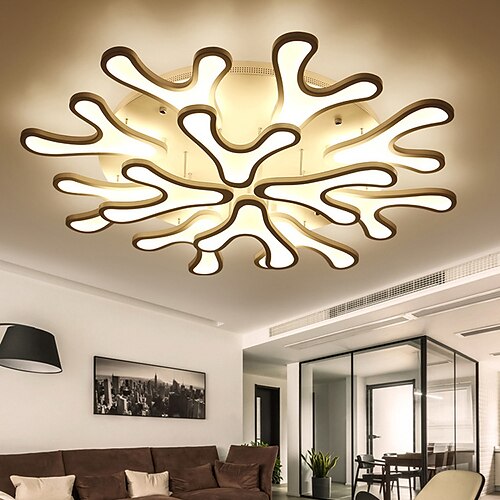 

4 6 12 Heads LED Ceiling Light Antlers Design Deer Light Black White APP Control with Remote Control or OFF ON Control Three Color Ceiling Lamp Acrylic Ceiling Panel Lamp Livingroom Bedroom AC220V