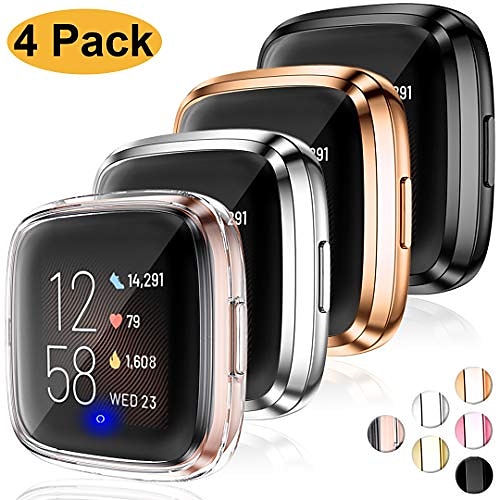 

custodia ultra sottile hd compatibile con fitbit versa 2 custodia protettiva per schermo custodia protettiva completa per fitbit versa 2 cinturini per smartwatch accessori 4 pezzi