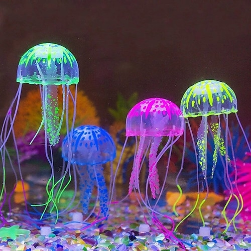 

4pcs Artificial Swim Glowing Effect Jellyfish Aquarium Decoration Fish Tank Underwater Live Plant Luminous Ornament Aquatic Landscape