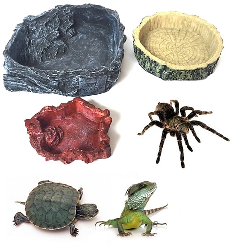 

Crawler Pet Feeder Bowl Basin Resin Non-toxic Food Water Pot Reptile Turtle Tortoise Scorpion Lizard Crabs Pets Supplies