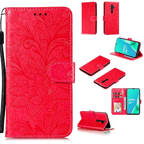 

Phone Case For OPPO Full Body Case Leather Flip Reno 4 5G Reno 4 Pro 5G oppo A9 2020 OPPO A5 2020 Oppo A72 / A52 / A92 Oppo A8 / A31 Card Holder Flip Magnetic Flower / Floral Solid Color PU Leather
