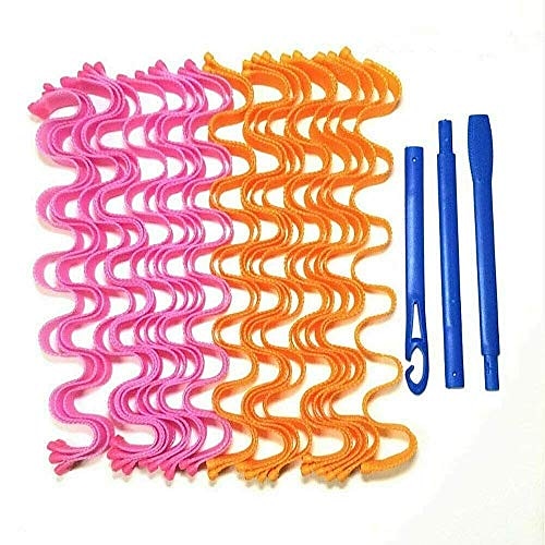 

18pcs rods set hair curler rollers with styling woman magic diy no heat hair roller curling magic hair roll wave roll big/small water ripple roll not hurt hair curler (55cm water wave roll)