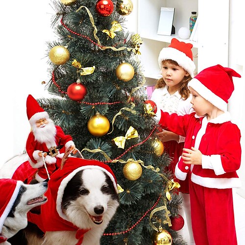 wonderday Disfraz de Navidad para Mascotas Disfraz de Navidad para Perros pequeños y Grandes Ropa de Navidad para Perro Traje de Papá Noel para Mascotas
