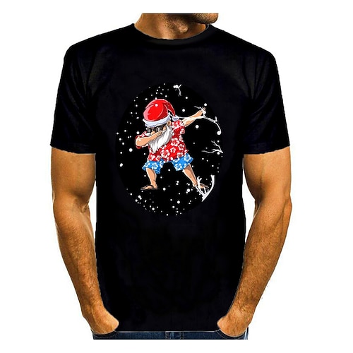 

Men's Unisex Tee T shirt Tee 3D Print Graphic Patterned 3D Santa Claus Plus Size Round Neck Christmas Daily Print Short Sleeve Tops Antique Vintage Black