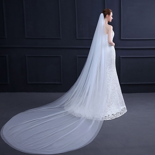 

Two-tier Classic Style / Basic Wedding Veil Cathedral Veils with Solid 118.11 in (300cm) Tulle