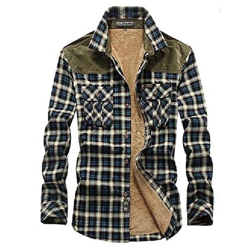 

men's warm sherpa lined fleece plaid flannel shirt jacket(all sherpa fleece lined)