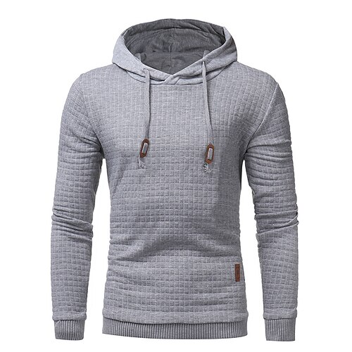 

Men's Plus Size Hoodie Hooded Sports Holiday Basic Hoodies Sweatshirts Long Sleeve Slim White Black Khaki / Fall / Spring