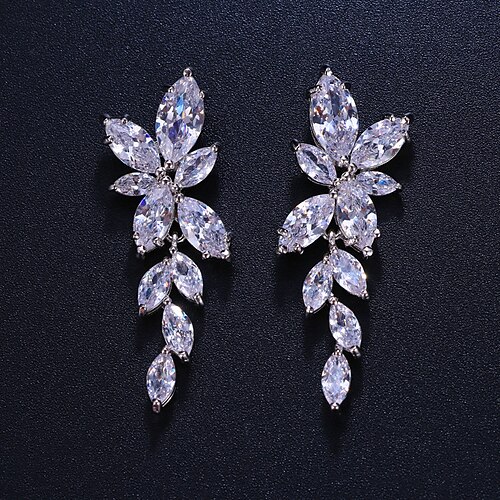 

1 Pair Drop Earrings Earrings For Women's Cubic Zirconia Wedding Party Evening Gift Copper Imitation Diamond Leaf / Dangle Earrings