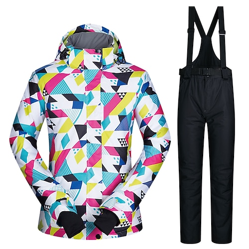 

MUTUSNOW Women's Ski Jacket with Bib Pants Outdoor Autumn / Fall Waterproof Windproof Warm Skiing Clothing Suit for Skiing Hiking Snowboarding Winter Sports / Fashion