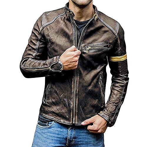 

Men's PU Leather Jacket Faux Leather Coat Motorcycle Biker Vintage Style Winter Casual Daily Outdoor Work Black Warm Outwear Tops Pocket