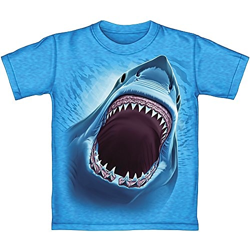 

great white shark turquoise heathered adult tee shirt (adult medium)