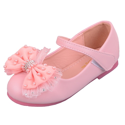 

Girls' Flats Comfort Mary Jane Flower Girl Shoes Patent Leather PU Little Kids(4-7ys) Daily Party & Evening Walking Shoes Bowknot Pearl Pink White Fall Spring / Rubber