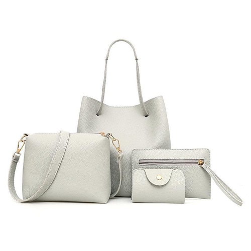 

4 pcs / 1 set women leather handbag - light grey / 4 pcs