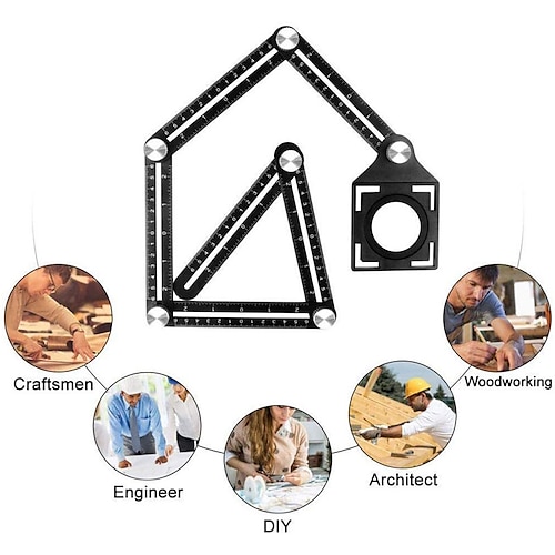 

Six Folding Ruler Floor Tile Hole Locator Template Measuring Tool Protractor Multi-Angle Glass Arrangement Universal Puncher