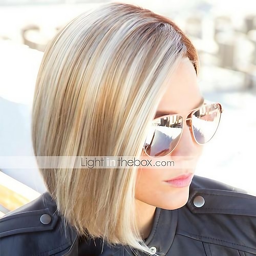 

Blonde Wigs for Women Synthetic Wig Straight Bob Wig Short Brown Synthetic Hair Fashionable Design Highlighted / Balayage Hair Exquisite Brown