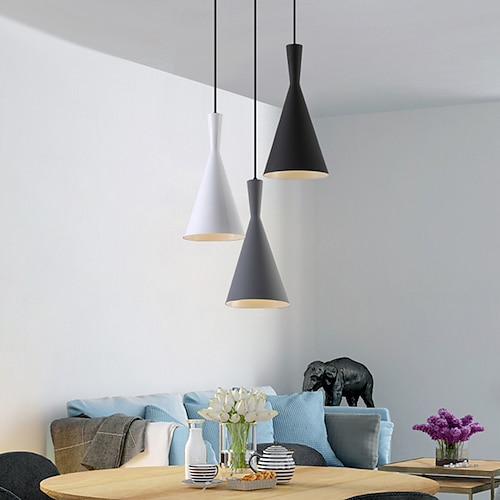 

19 cm Single Design Pendant Light Modern Nordic Style Black White Gray Metal Painted Finishes 110-120V 220-240V