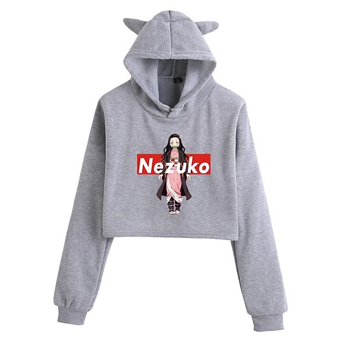 

Inspired by Demon Slayer Kamado Nezuko Hoodie Crop Top Hoodie Cartoon Harajuku Graphic Kawaii Top For Women's Adults' Polyster