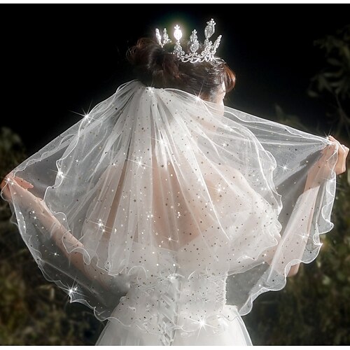 

Two-tier Classic Style Wedding Veil Elbow Veils with Solid / Paillette Tulle