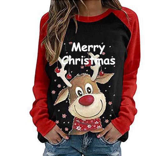 

Women's Hoodie Sweatshirt Graphic Color Block Animal Christmas Christmas Gifts Daily Casual Christmas Hoodies Sweatshirts Black Gray White