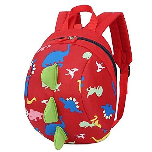 

kindergarten cartoon dinosaur backpack oxford cloth snacks storage bags (red)