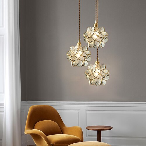 

20cm LED Pendant Light Modern Nordic Flower Single Design Glass Bedside Light Dining Room Bar Shop Living Room Electroplated 110-120V 220-240V