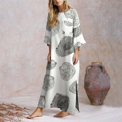 

Women's Casual Dress Swing Dress Long Dress Maxi Dress Black Yellow Red Long Sleeve Patchwork Fall Crew Neck Hot Winter Dress Fall Dress Loose Fit S M L XL XXL 3XL 4XL 5XL