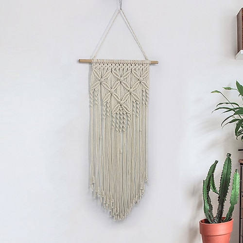 

Hand Woven Macrame Wall Tapestry Bohemian Boho Art Decor Blanket Curtain Hanging Home Bedroom Living Room Decoration Nordic Handmade Tassel Cotton