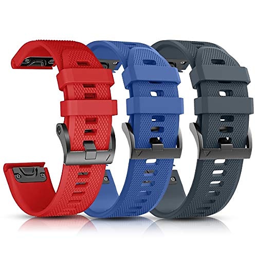 

-compatible with fenix 5 band.easy fit 22mm width silicone watch bands.replacement for fenix 5 plus/fenix 6/fenix 6 pro/forerunner 935/forerunner 945/approach s60/quatix 5 (red/blue/rockcyan)