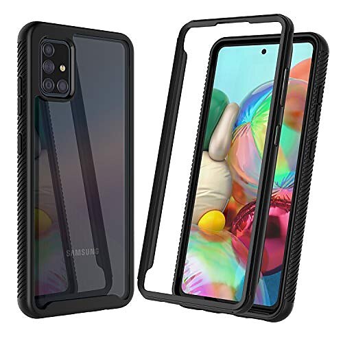 

case for samsung galaxy a71 5g, for galaxy a71 5g case, [npatt] hybrid impact transparent clear back soft tpu bumper pc plastic front cover shockproof phone cover for samsung a71 5g (black)