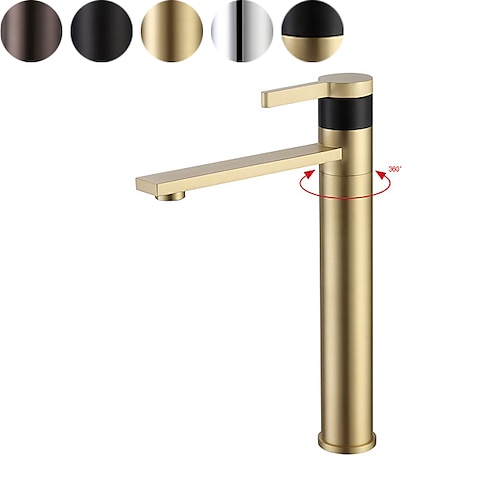 

Bathroom Sink Faucet,Single Chrome Oil-rubbed Bronze Brushed Centerset Single Handle One Hole Bath Taps with Hot and Cold Switch