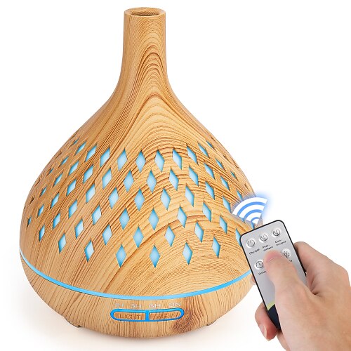 

Essential Oil Diffuser with Remote Control, 400ml Cool Mist Humidifier, 12 Hours Operation Aroma Diffuser with Waterless Safety Switch & 7 LED Colors