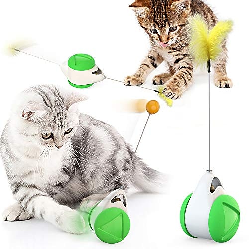 

cat chasing toy balance car design cat interactive toys non-battery self rotating car cat toy with cat catnip wand chaser fun puzzle toy for cat kitten iq active stimulation