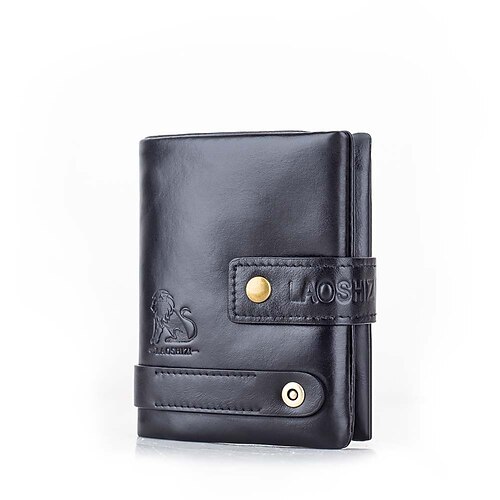 

Men's Wallet Nappa Leather Zipper Shopping Daily Black