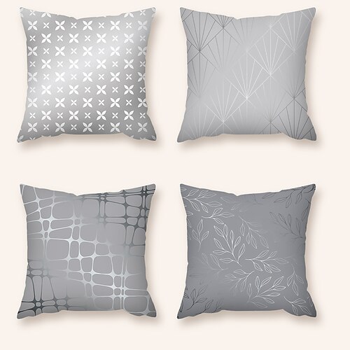 

Cushion Cover 4PC Short Plush Soft Decorative Square Throw Pillow Cover Cushion Case Pillowcase for Sofa Bedroom 45 x 45 cm (18 x 18 Inch) Superior Quality Machine Washable
