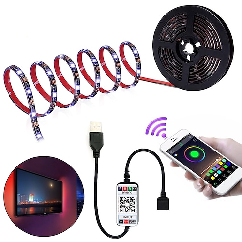 

Smart LED Strip Lights Bluetooth app Control 1M 2M 3M RGB Color Changing SMD 5050 Waterproof Flexible TV Backlight USB 5V