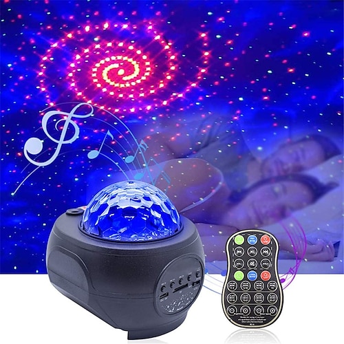 

Star Projector Bluetooth Built-in Speaker USB Remote Control Music Player Galaxy Starry Sky LED Night Scape Light Gift Projection Lamp for Bedroom Kids Children Bedside Lamp