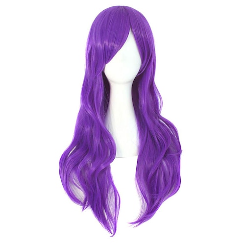 

Purple Wigs for Women Long Wavy Synthetic Hair Wigs with Bangs Costume Cosplay Wig Balck Green Pink Blonde 28inch 70cm