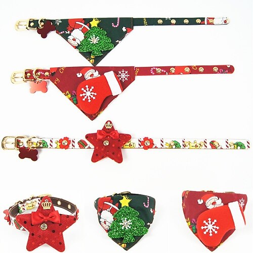 

Dog Cat Collar Christmas Dog Collar Tie / Bow Tie Adjustable Flexible Outdoor Santa Claus Snowman Christmas Tree PU Leather Golden Retriever Corgi Bulldog Bichon Frise Schnauzer Poodle Red Green Rose