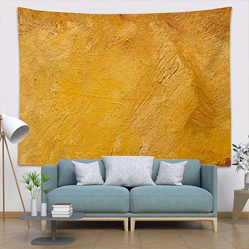 

Oil Painting Yellow Wall Tapestry Art Deco Blanket Curtain Picnic Table Cloth Hanging Home Bedroom Living Room Dormitory Decoration Polyester